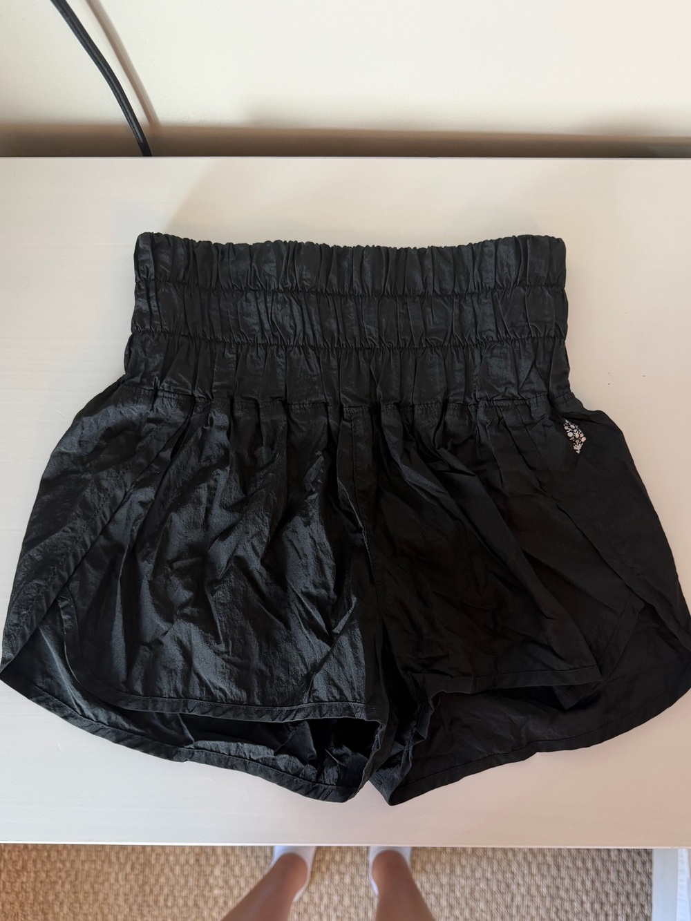 FP Movement by Free People Black High-Waist Smocked Athletic Shorts